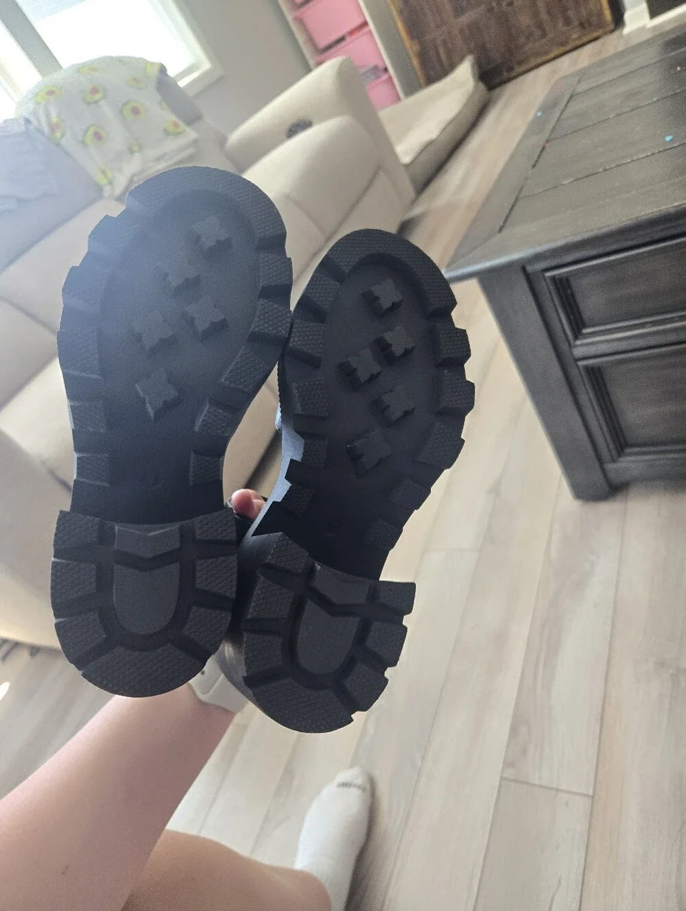 Steve Madden Costal Black Platform Lug Sole Sandals Size 7